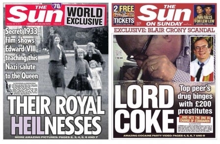National newspaper ABCs: Queen and Lord Sewel help Sun to 'exceptional' July